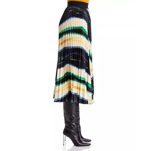 Nancy Yang Women Abstract Print Cotton Elegant Pleated A-Line Midi Skirt Size XL - Picture 5 of 6